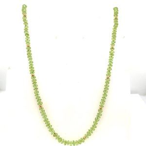 Peridot Bead Choker Necklace with 14K Yellow Gold Beads | August's Birthstone